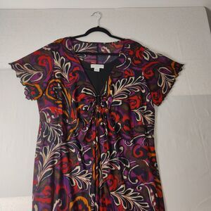 Sag Harbor Floral Mesh Dress Plus size 2X Cottagecore Layered Bright Stretch